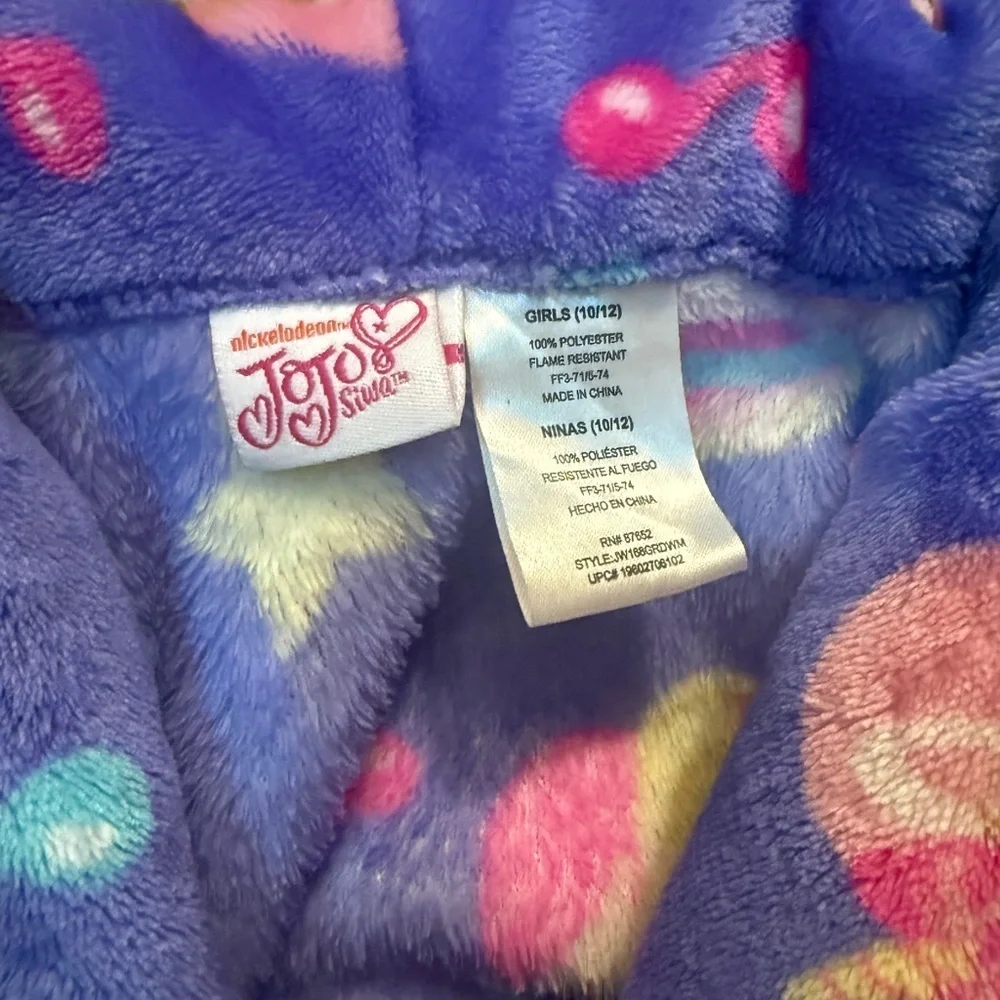 JoJo Siwa Plush Fleece Robe Purple Stars Girls Size 10/12 Belted Soft Cozy
